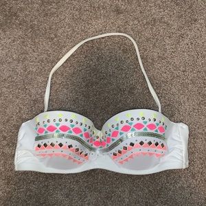 Strapless Swim Top with Neon Tribal Detailing (M)